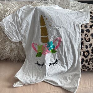 Unicorn Graphic Tee with Gold Horn